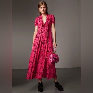 Burberry Antonina Silk Fuschia Dress